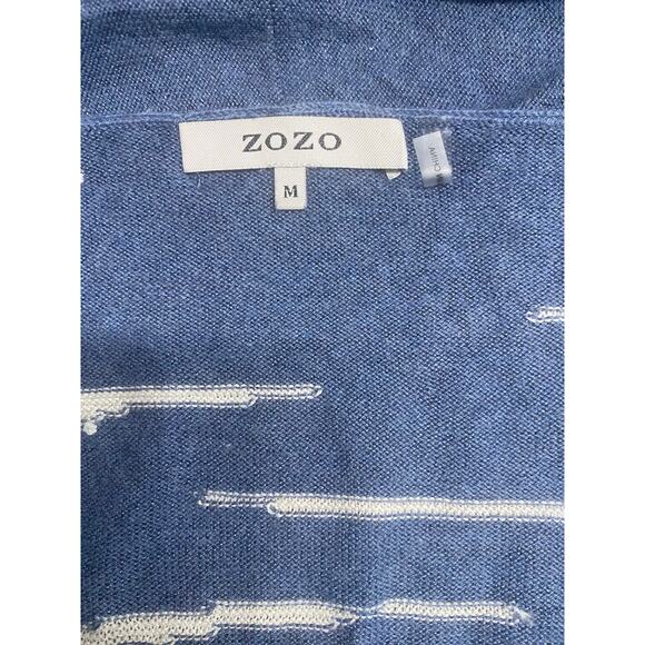 ZOZO Blue White Open Front Cardigan Sweater Women’s Size M cozy‎ layering fall - Picture 6 of 7